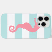 Rosa Meerpferd auf Minzstreifen Case-Mate iPhone Hülle (Rückseite (Horizontal))