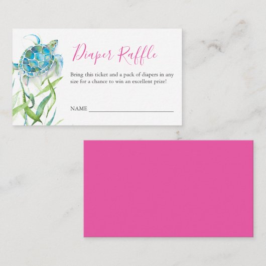 Rosa Meerschildkröten-Windeln Einladung Umschließu (Vorne/Hinten)