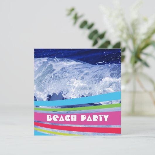 Rosa Meerwasser Meerwasser Party Einladung (Stehend Vorderseite)