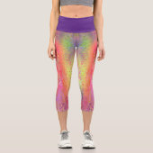 Rosa Mehrfarbige Python Schlange Druckfrauen Capri Leggings (Vorderseite)