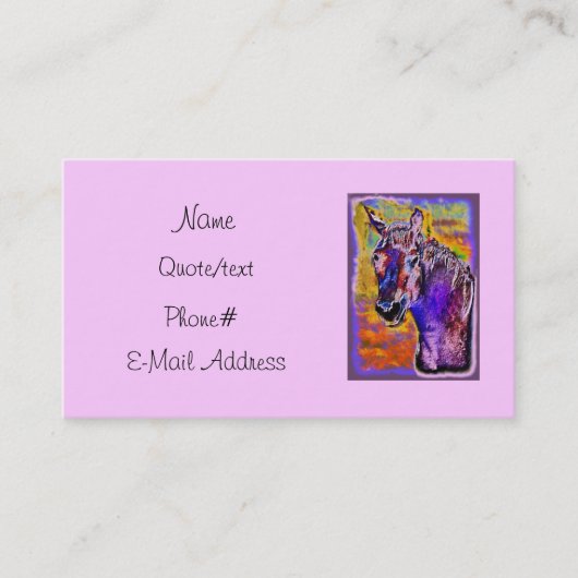 Rosa mehrfarbiges Pferd Visitenkarte (Vorderseite)