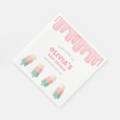 Rosa Melt Ice Cream Pop Baby Dusche Empfang Serviette (Ecke)