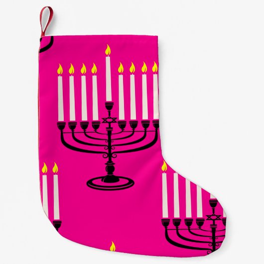 Rosa menorah hanukkah purim jüdischen Druck Kleiner Weihnachtsstrumpf (Vorderseite)
