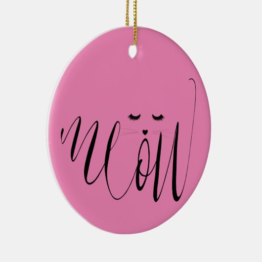 Rosa Meow Cat Keramik Ornament (Rechts)