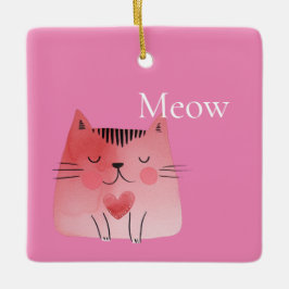 Rosa Meow Cat Keramikornament