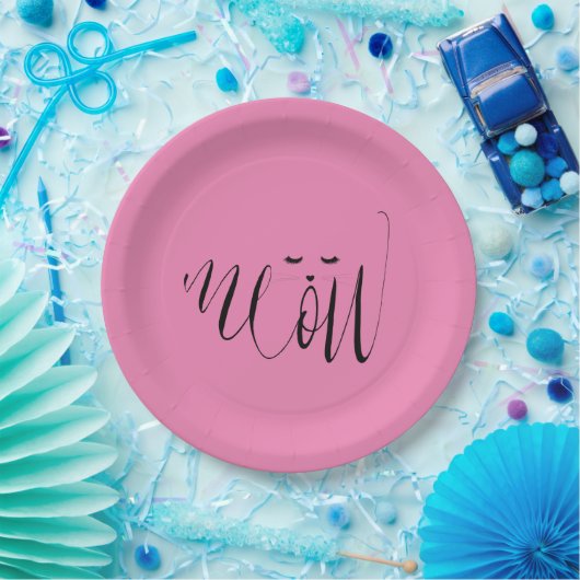 Rosa Meow Cat Pappteller (Party)