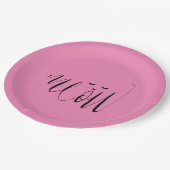 Rosa Meow Cat Pappteller (Schrägansicht)