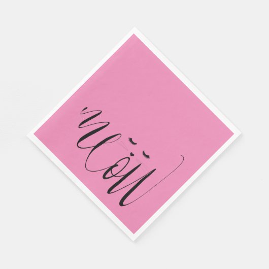 Rosa Meow Cat Serviette (Ecke)