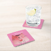 Rosa Meow Cat Untersetzer (Vor Ort)