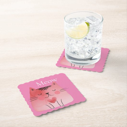 Rosa Meow Cat Untersetzer (Vor Ort)