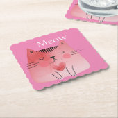 Rosa Meow Cat Untersetzer (angewinkelt)