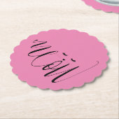 Rosa Meow Cat Untersetzer (angewinkelt)