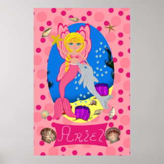 Rosa Merfaery und Dolphin Print Poster