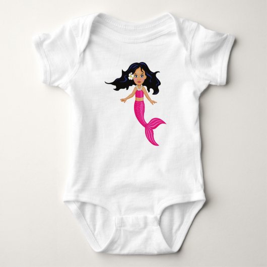 Rosa-Mermaid-Girl Baby Strampler (Vorderseite)