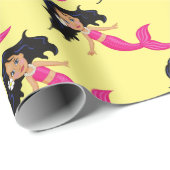 Rosa-Mermaid-Girl Geschenkpapier (Rolleneckpunkt)