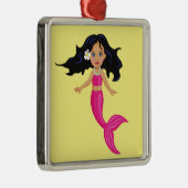Rosa-Mermaid-Girl Silbernes Ornament (Rechts)