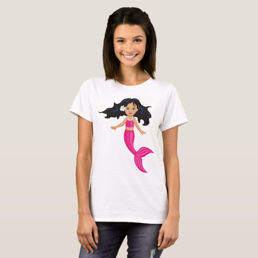 Rosa-Mermaid-Girl T-Shirt (Vorne ganz)