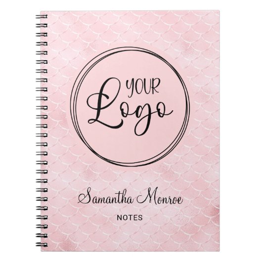 Rosa Mermaid Glam Business Logo Meeting Notizblock (Vorderseite)