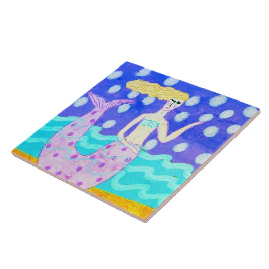 Rosa Mermaid Original Abstrakte Kunst Fliese (Seite)