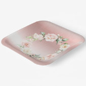 Rosa Metallblütendusche Wasserfarben Babydusche Pappteller (Gewinkelt)