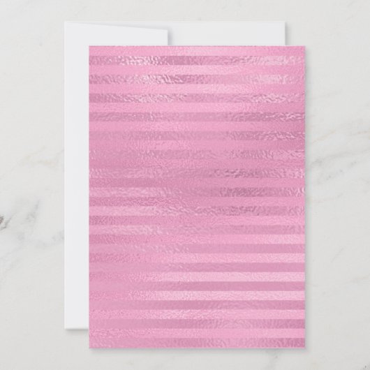 Rosa Metallic Foil Girly Strily Brautparty Einladung (Rückseite)