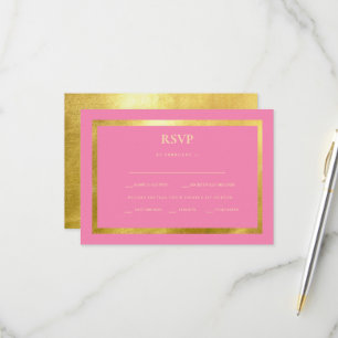 Rosa & Metallic Goldene Hochzeits-RSVP-Karte RSVP Karte