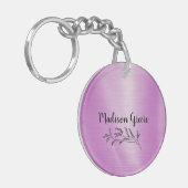 rosa Metallic Personalisiert Schlüsselanhänger (Vorderseite links)