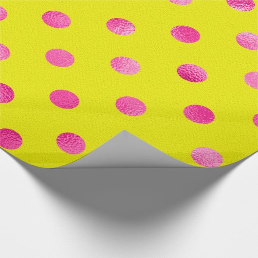 Rosa Metallische Imitat Foil Polka Dots Background Geschenkpapier (Ecke)