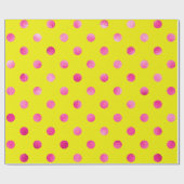 Rosa Metallische Imitat Foil Polka Dots Background Geschenkpapier (Flach)