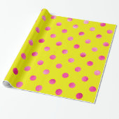Rosa Metallische Imitat Foil Polka Dots Background Geschenkpapier (Ungerollt)