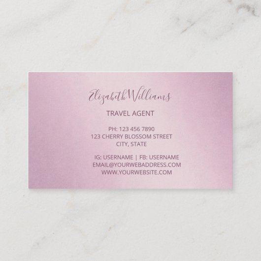 Rosa Metallisches Logo Visitenkarte (Rückseite)