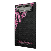 Rosa Metallspitze und schwarze Damasken Mini Klemmbrett (Gewinkelt2)