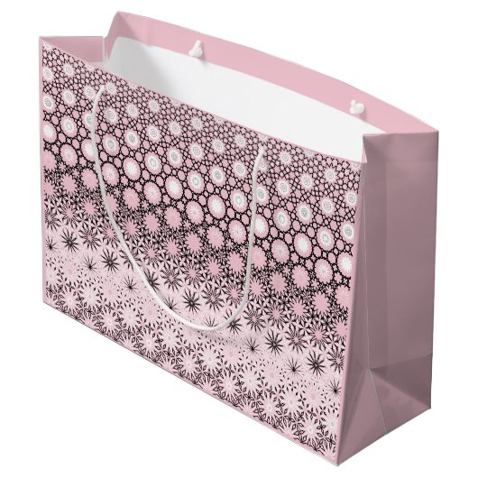 rosa Metamorphose-Design Große Geschenktüte (Rückseite Schrägansicht)