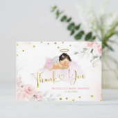 Rosa mexikanische Engel Baby Heaven Sent Baby Dusc Dankeskarte (Stehend Vorderseite)