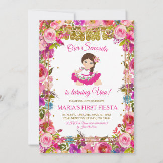 Rosa mexikanische Girl Fiesta macht Geburtstag Einladung