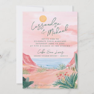 Rosa mexikanische Hochzeit am Traumziel Einladung