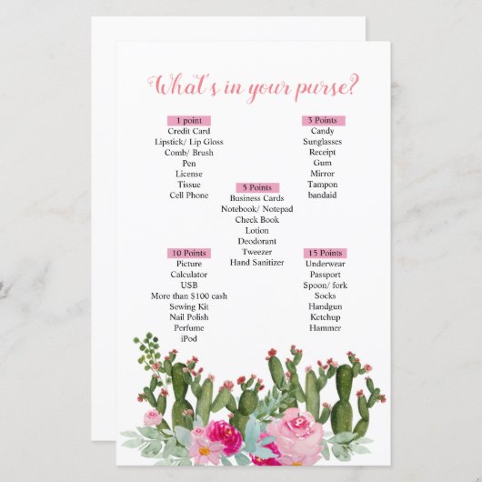 Rosa mexikanische Kakteen Was ist in deinem Purse- (Vorne/Hinten)