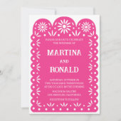 Rosa, mexikanische Papel-Picado-Hochzeit Ankündigung (Vorderseite)