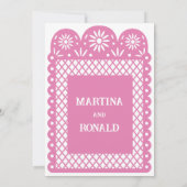 Rosa, mexikanische Papel-Picado-Hochzeit Ankündigung (Rückseite)