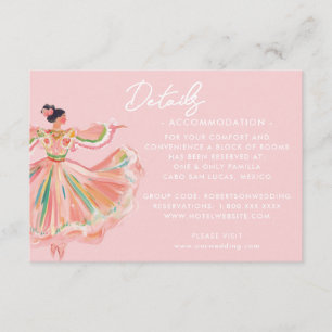 Rosa mexikanische Tänzerin   Zielhochzeit Begleitkarte