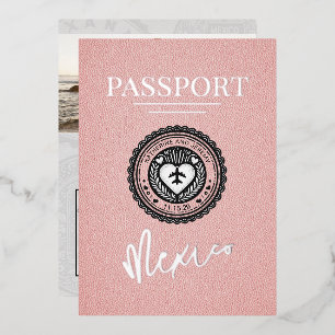 Rosa mexikanischer Reisepass Hochzeit Folieneinladung