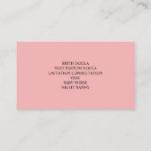 Rosa | Midfrau Doula Pregnant Woman Bly Visitenkarte (Rückseite)