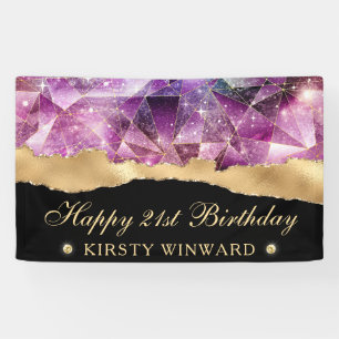 Rosa Midnight Crystal Galaxy 21. Geburtstag Banner