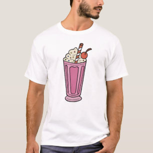 Rosa Milchshake mit Kirsche und Streuseln T-Shirt