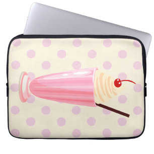 Rosa Milchshake und Punkte Laptop-Hülle Laptopschutzhülle