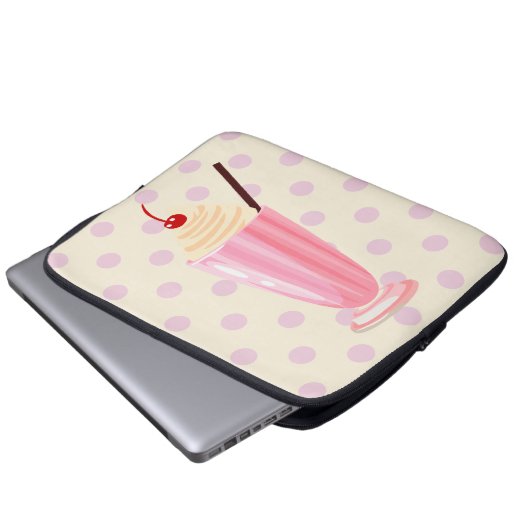 Rosa Milkshake und Polka Dots Laptop-Sieb Laptopschutzhülle (Vorne Knopf)