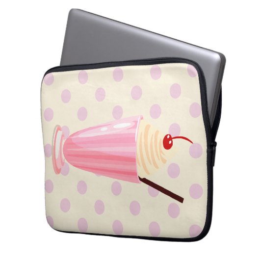 Rosa Milkshake und Polka Dots Laptop-Sieb Laptopschutzhülle (Vorderseite Links)