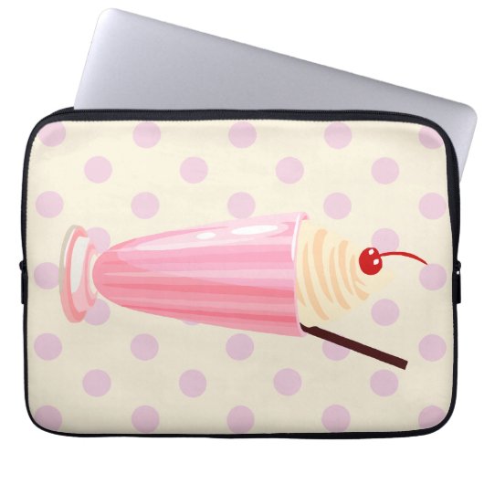 Rosa Milkshake und Polka Dots Laptop-Sieb Laptopschutzhülle (Vorderseite)