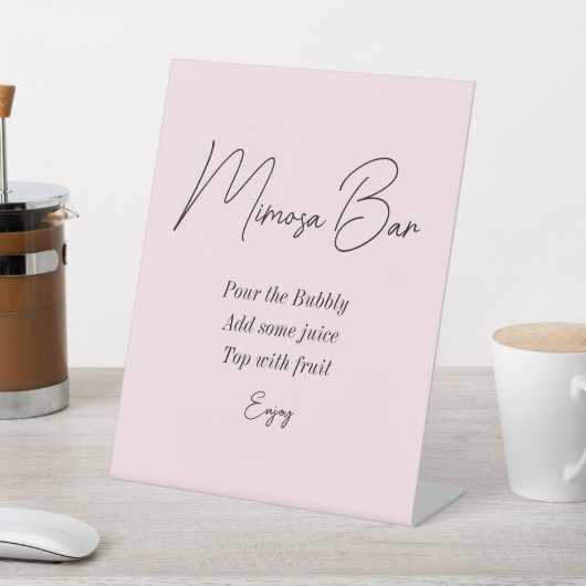 Rosa Mimosa Bar Brautparty Sockelschild (In SItu)