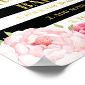 Rosa Mimosa Bar signieren Goldschwarze Streifen Poster (Ecke)